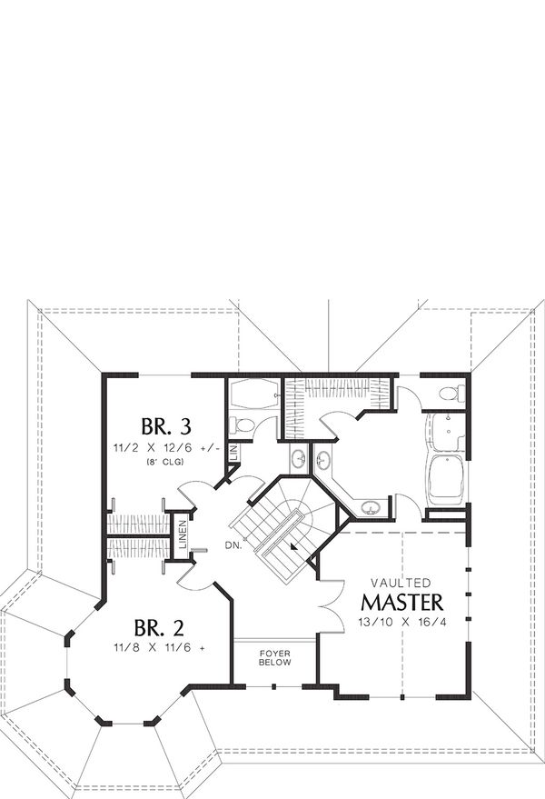 Architectural House Design - Upper Level Floor Plan - 2400 square foot Country Home