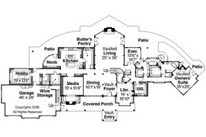 Floor Plan - Main Floor for Craftsman House Plan #124-691 - 3 bed, 5.5 bath