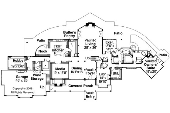 Floor Plan - Main Floor for Craftsman House Plan #124-691 - 3 bed, 5.5 bath