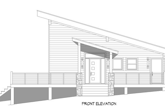 Exterior - Front Elevation 1 for Contemporary House Plan #932-516 - 2 bed, 1 bath