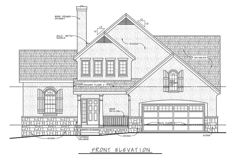 Architectural House Design - Exterior - Front Elevation 5 for European House Plan #20-244 - 3 bed, 2.5 bath