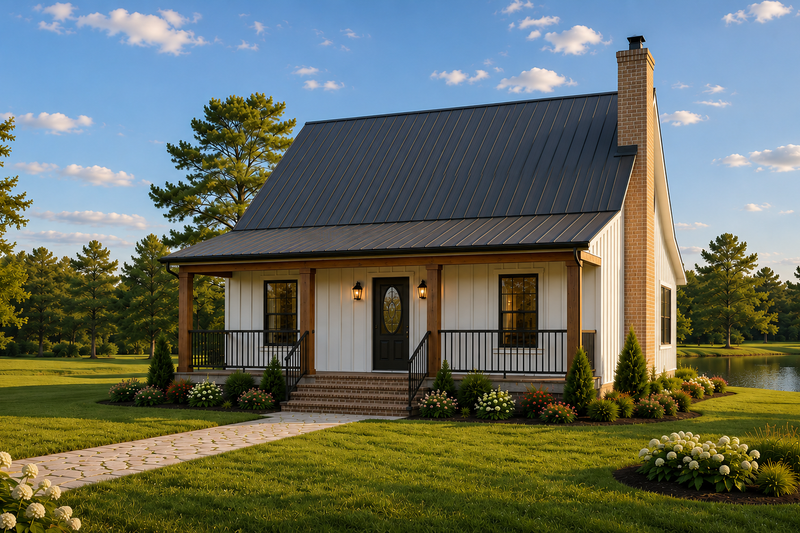 House Blueprint - Exterior - Front Elevation 2 for Cottage House Plan #21-668 - 2 bed, 1 bath