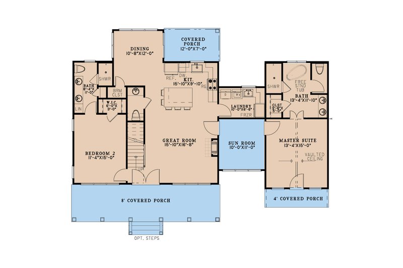 Home Plan - Floor Plan - Main Floor for Farmhouse House Plan #17-3446 - 3 bed, 3.5 bath