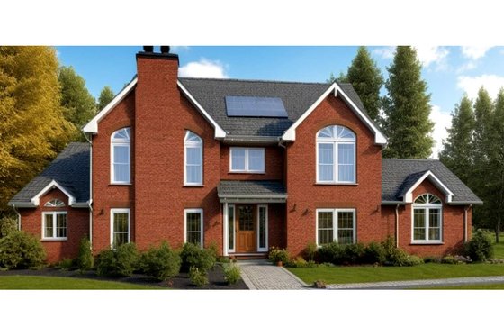 Exterior - Front Elevation 4 for Colonial House Plan #3-200 - 4 bed, 3.5 bath