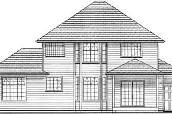 Exterior - Rear Elevation for European House Plan #126-120 - 4 bed, 2.5 bath