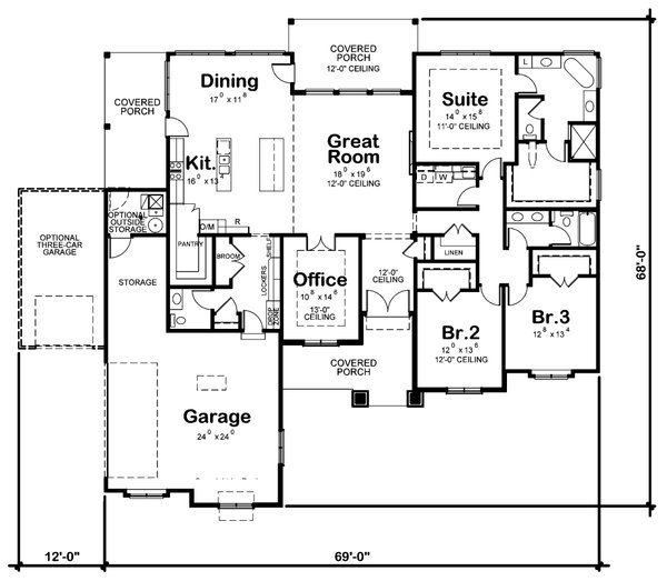 Dream House Plan - Craftsman Floor Plan - Main Floor Plan #20-2494