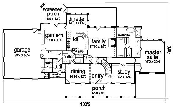 Home Plan - Country Floor Plan - Main Floor Plan #84-432