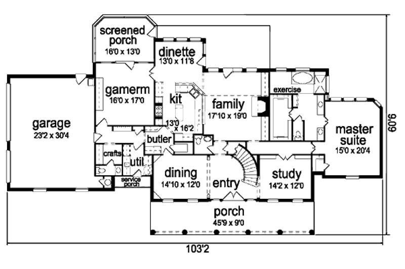 Home Plan - Floor Plan - Main Floor for Country House Plan #84-432 - 4 bed, 3.5 bath