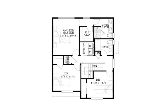 Floor Plan - Upper Floor for Craftsman House Plan #53-560 - 3 bed, 2.5 bath