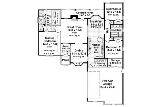 Floor Plan - Main Floor for European House Plan #21-237 - 3 bed, 2 bath