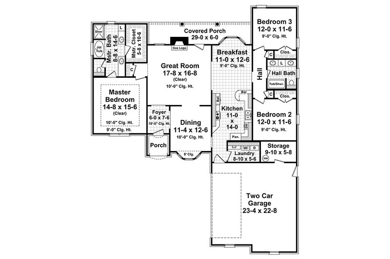 Home Plan - Floor Plan - Main Floor for European House Plan #21-237 - 3 bed, 2 bath