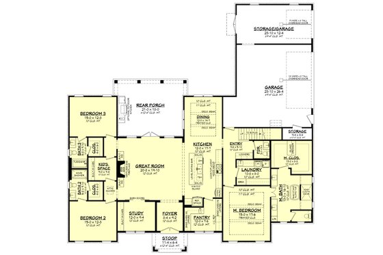 Floor Plan - Main Floor for Southern House Plan #430-354 - 3 bed, 3.5 bath