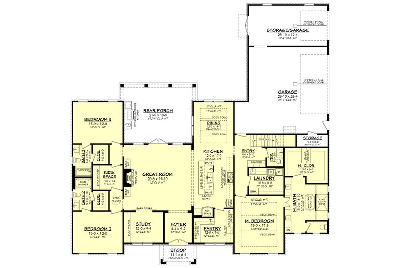 Home Plan - Floor Plan - Main Floor for Southern House Plan #430-354 - 3 bed, 3.5 bath