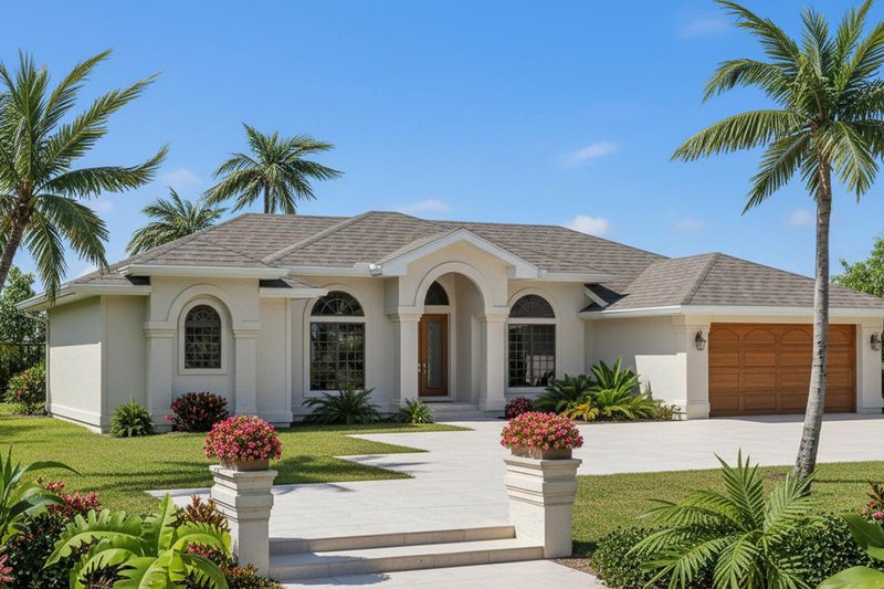 Mediterranean Style House Plan - 4 Beds 2.5 Baths 2710 Sq/Ft Plan #95-113 Exterior