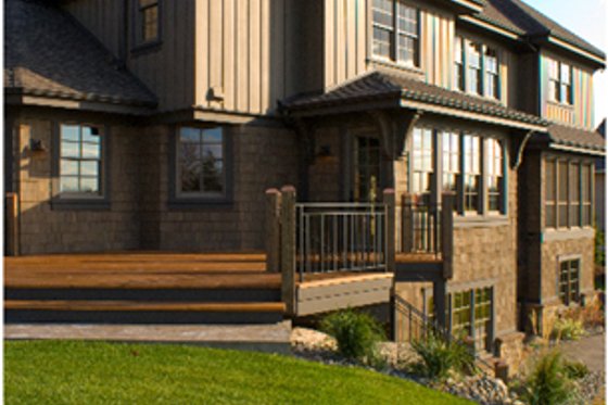 European style home, rear elevation