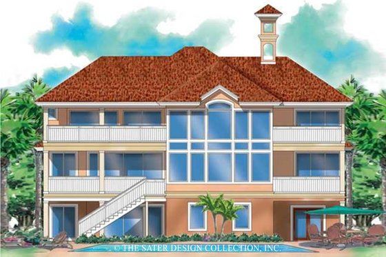 Exterior - Rear Elevation for Mediterranean House Plan #930-131 - 5 bed, 4.5 bath