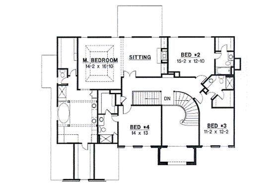 Floor Plan - Upper Floor for Colonial House Plan #67-614 - 4 bed, 4.5 bath