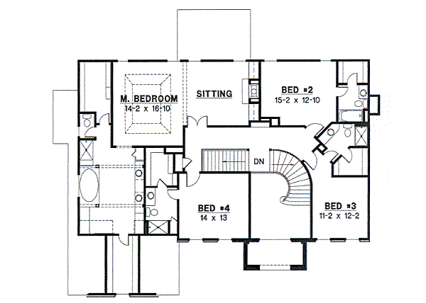 Colonial Floor Plan - Upper Floor Plan #67-614