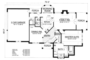 Floor Plan - Main Floor for European House Plan #40-426 - 4 bed, 3 bath