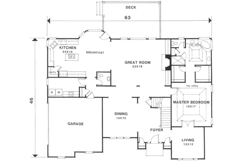 Home Plan - Floor Plan - Main Floor for European House Plan #129-154 - 4 bed, 3.5 bath