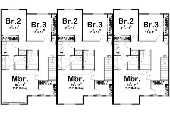 Floor Plan - Upper Floor for Modern House Plan #455-657 - 3 bed, 2.5 bath