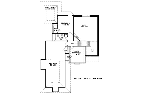 Floor Plan - Upper Floor for European House Plan #81-762 - 3 bed, 2.5 bath