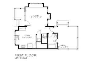 Floor Plan - Main Floor for Craftsman House Plan #528-1 - 2 bed, 2 bath