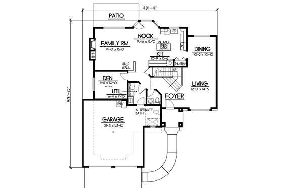 Floor Plan - Main Floor for Traditional House Plan #100-445 - 4 bed, 2.5 bath