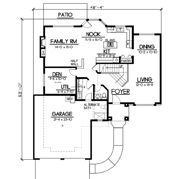Traditional Floor Plan - Main Floor Plan #100-445
