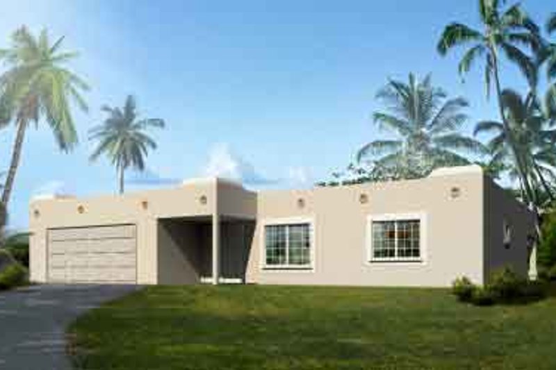 Home Plan - Adobe / Southwestern Exterior - Front Elevation Plan #1-1323