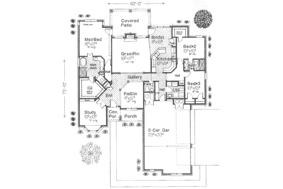 Floor Plan - Main Floor for European House Plan #310-366 - 3 bed, 2.5 bath