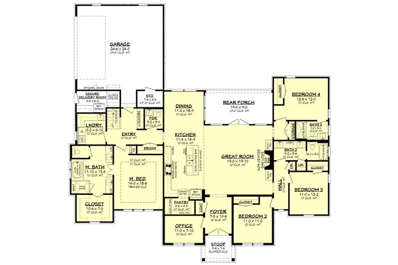 House Blueprint - Floor Plan - Main Floor for Farmhouse House Plan #430-265 - 4 bed, 3.5 bath