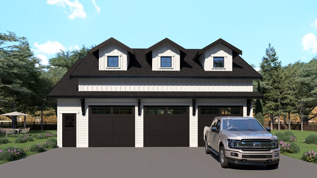 Exterior - Front Elevation 2 for Barndominium House Plan #1070-272, 1 bath