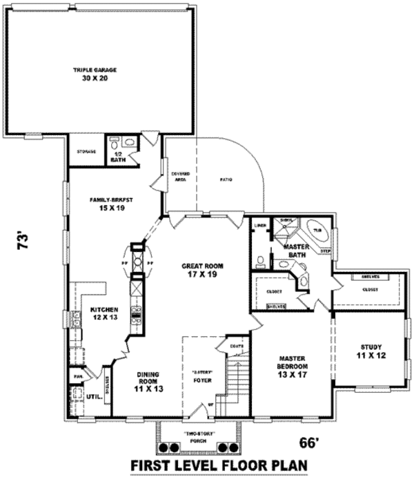 Classical Floor Plan - Main Floor Plan #81-1018