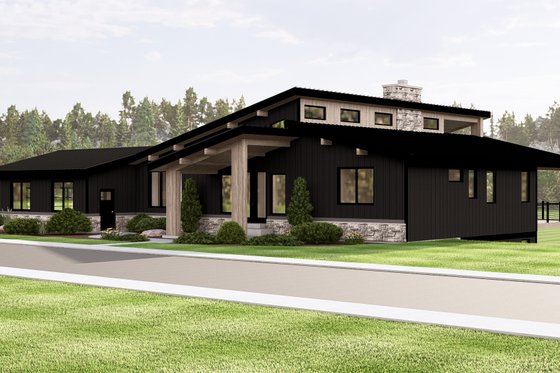 Exterior - Front Elevation 3 for Contemporary House Plan #1064-387 - 3 bed, 2 bath