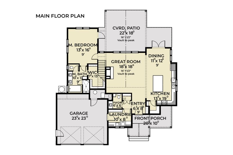 Dream House Plan - Floor Plan - Main Floor for Farmhouse House Plan #1070-223 - 4 bed, 2.5 bath