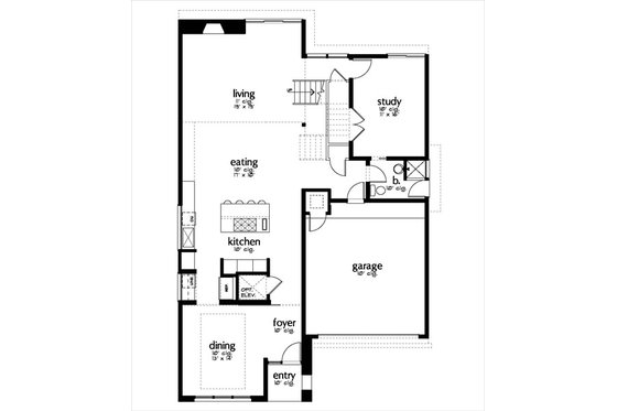 Floor Plan - Main Floor for Modern House Plan #449-9 - 3 bed, 4 bath