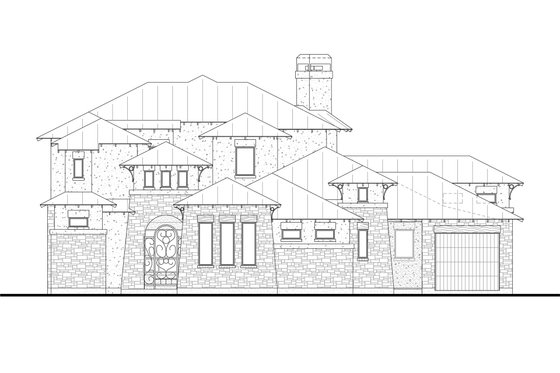 Exterior - Front Elevation 4 for Prairie House Plan #80-198 - 4 bed, 4.5 bath