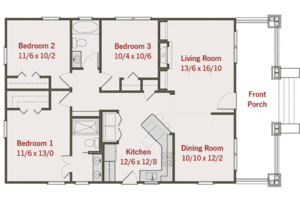 Floor Plan - Main Floor for Craftsman House Plan #461-4 - 3 bed, 2 bath