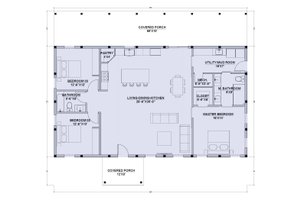 Floor Plan - Main Floor for Barndominium House Plan #1107-34 - 3 bed, 2 bath