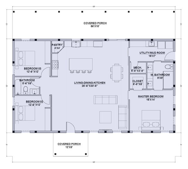 Home Plan - Barndominium Floor Plan - Main Floor Plan #1107-34