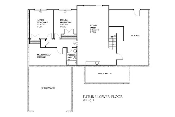 Floor Plan - Lower Floor for Ranch House Plan #901-63 - 3 bed, 2.5 bath