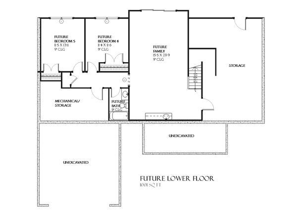 Architectural House Design - Ranch Floor Plan - Lower Floor Plan #901-63