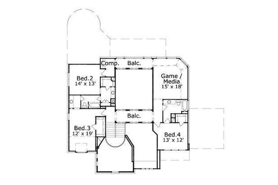 Floor Plan - Upper Floor for European House Plan #411-790 - 5 bed, 3.5 bath
