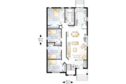 European Style House Plan - 4 Beds 1 Baths 1433 Sq/Ft Plan #23-353 
