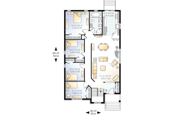 Floor Plan - Main Floor for European House Plan #23-353 - 4 bed, 1 bath