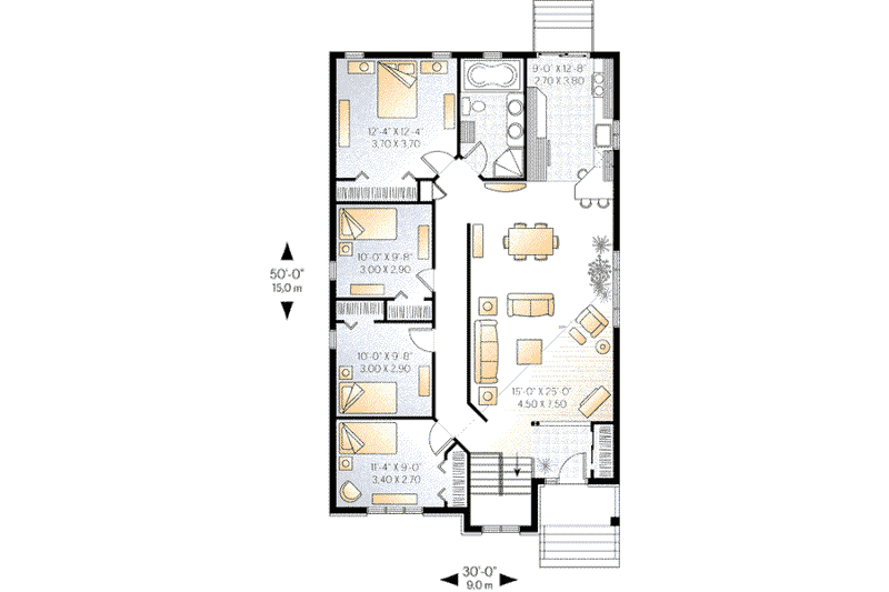 Dream House Plan - Floor Plan - Main Floor for European House Plan #23-353 - 4 bed, 1 bath