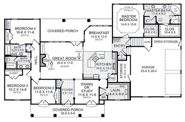 House Blueprint - Country Floor Plan - Main Floor Plan #21-631