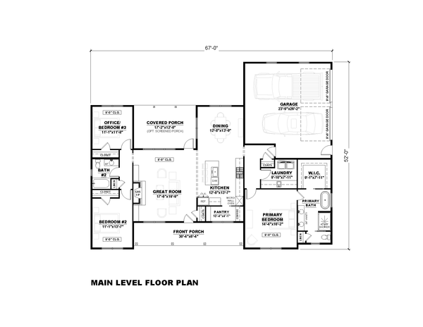Dream House Plan - Floor Plan - Main Floor for Farmhouse House Plan #1117-54 - 3 bed, 2 bath