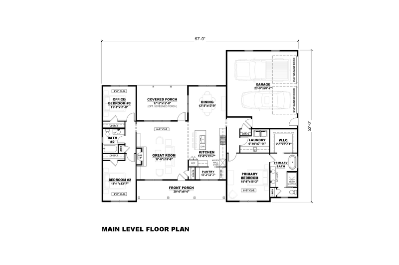 Dream House Plan - Floor Plan - Main Floor for Farmhouse House Plan #1117-54 - 3 bed, 2 bath